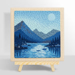 Tranquil blue fjord and boats punch needle kit for beginners