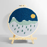 Tranquil mountain scenery punch needle kit for beginners