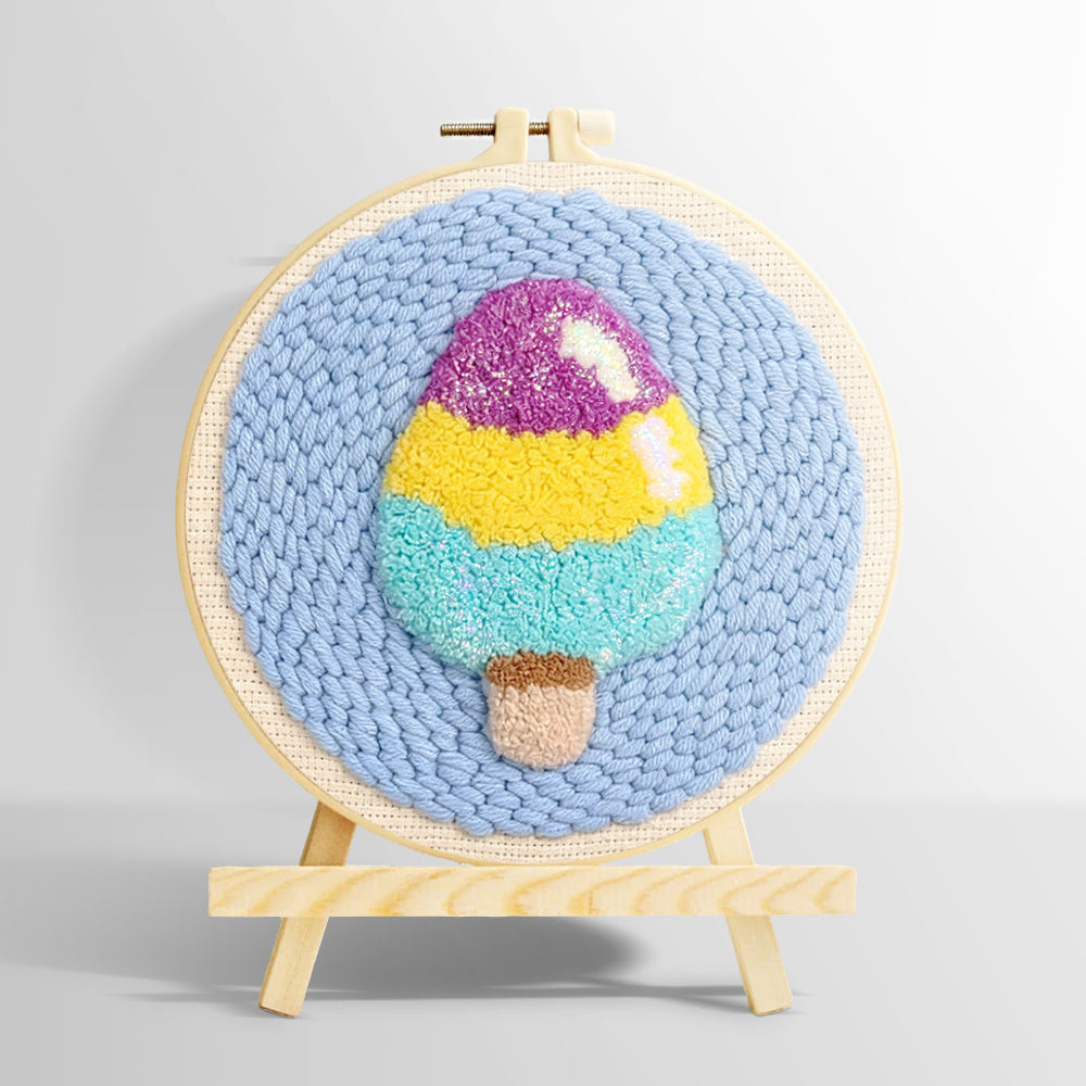 Tri-colour ice cream punch needle kit for beginners