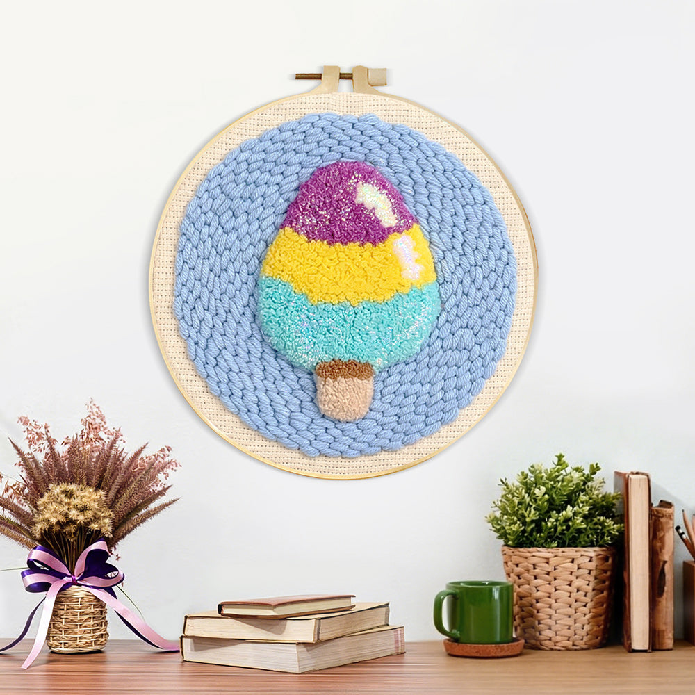 Finished tri-colour ice cream artwork displayed on a wall