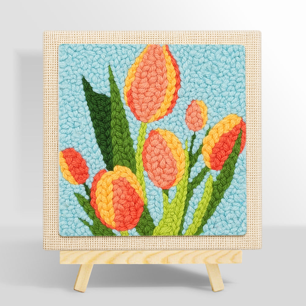 Tricolor tulips punch needle kit for beginners