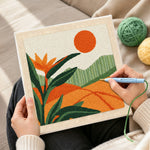 Creating handmade tropical bird of paradise punch needle artwork