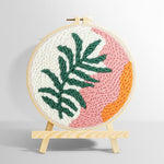 Tropical leaf and sunset tones punch needle kit for beginners