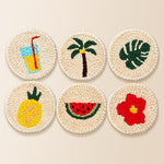 Tropical summer atmosphere punch needle coaster kit finished handmade coasters