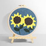 Two bright sunflowers punch needle kit for beginners