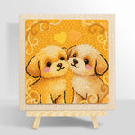 Two cuddly puppies punch needle kit for beginners