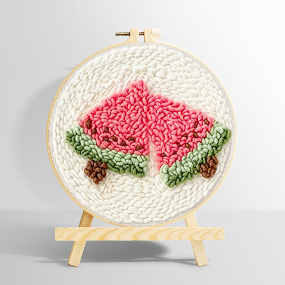 Two slices of watermelon punch needle kit for beginners