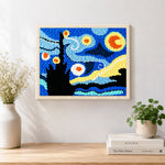 Finished Van Gogh starry night artwork displayed on a wall