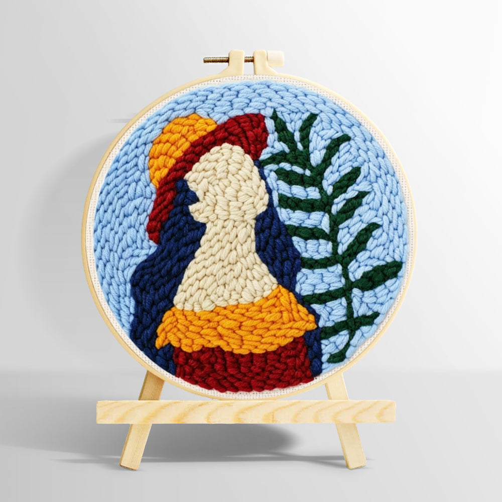 Vibrant botanical lady punch needle kit for beginners