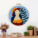 Finished vibrant botanical lady artwork displayed on a wall