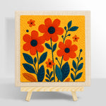 Vibrant orange florals punch needle kit for beginners