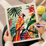 Creating handmade vibrant tropical macaw parrot punch needle artwork