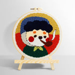 Vintage style cartoon character with pipe punch needle kit for beginners