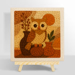 Vintage style owl with vases punch needle kit for beginners
