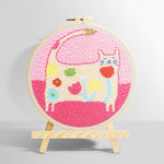 Warm and lovely flower cat punch needle kit for beginners