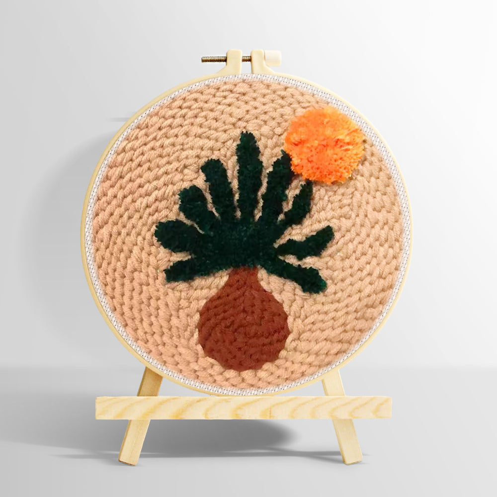 Warm boho desert plant punch needle kit for beginners