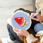 Creating handmade watermelon ice lolly punch needle artwork