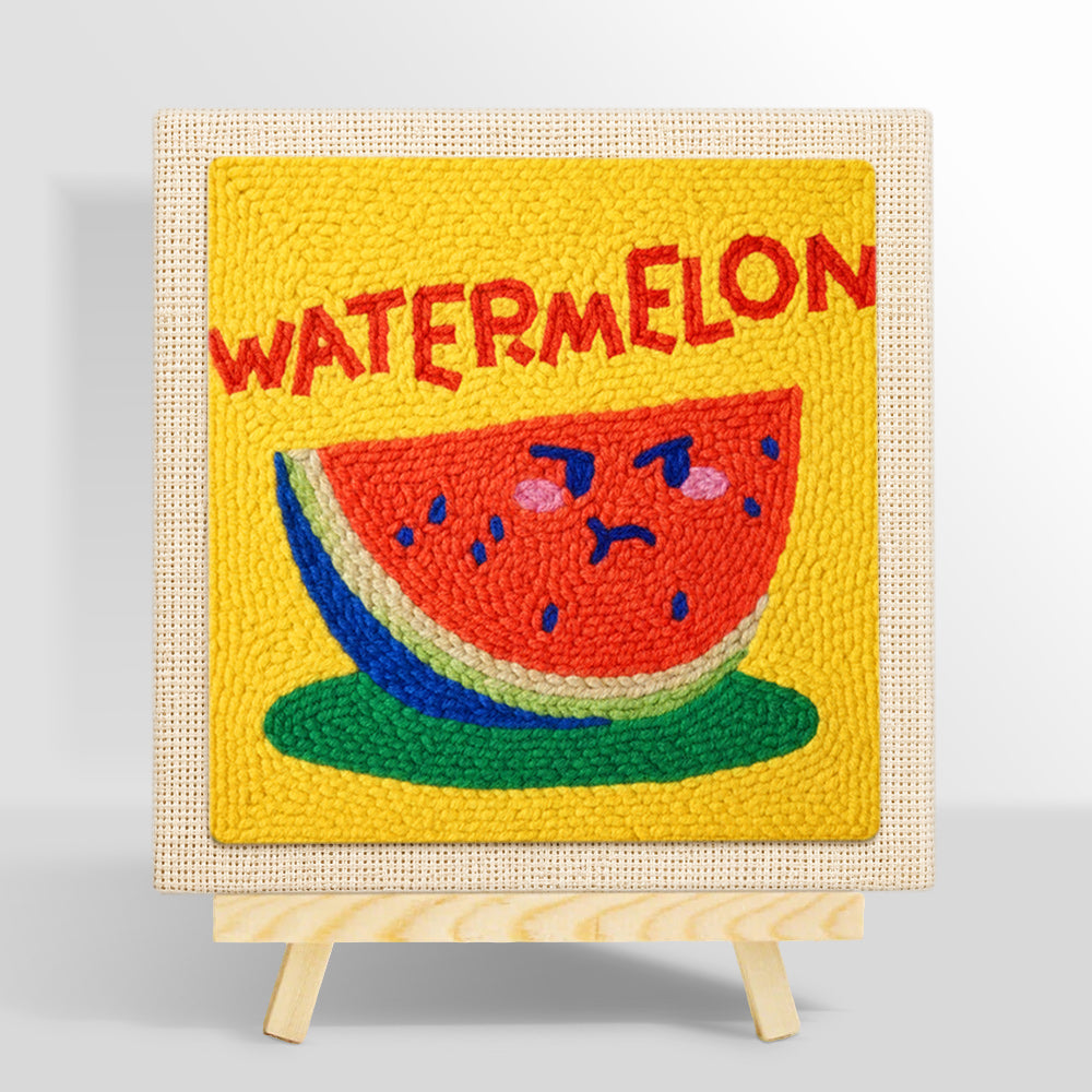 Watermelon with cute face punch needle kit for beginners