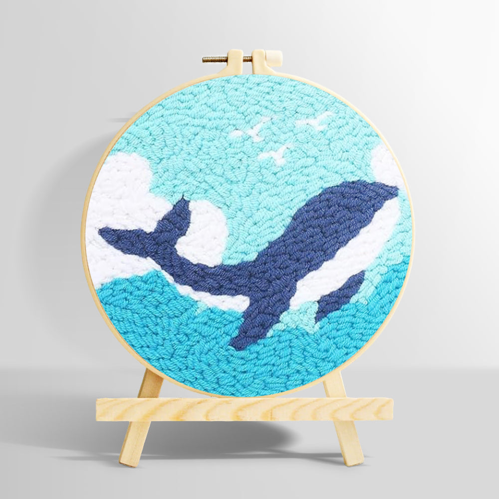 Whale and waves punch needle kit for beginners