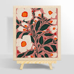 White florals on dusty pink background punch needle kit for beginners