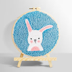 White rabbit with upright ears punch needle kit for beginners