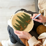 Creating handmade wildlife deer and pine trees punch needle artwork