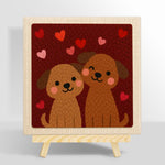 Winking puppy couple punch needle kit for beginners