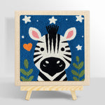 Winking zebra starry night punch needle kit for beginners