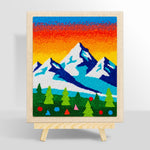 Winter mountains and pine forest punch needle kit for beginners