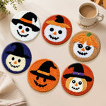 Witch hat snowman punch needle coasters used for home decoration