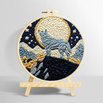 Wolf under moonlight punch needle kit for beginners