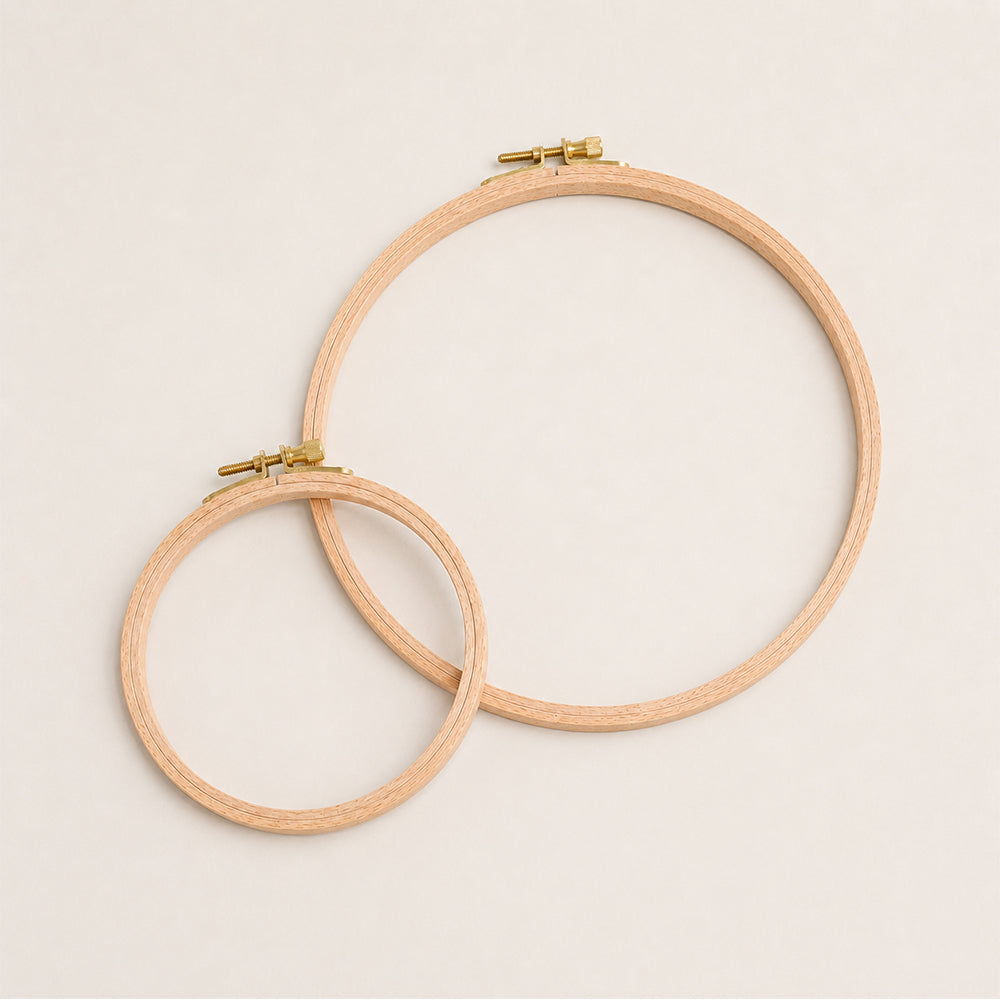 Wooden embroidery hoop available in 12.5cm and 21cm sizes