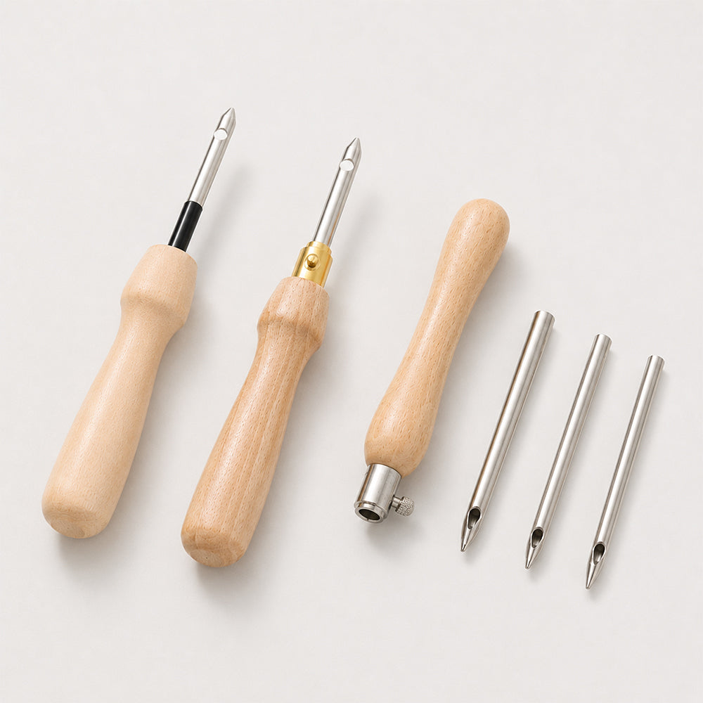 Wooden punch needle tool set