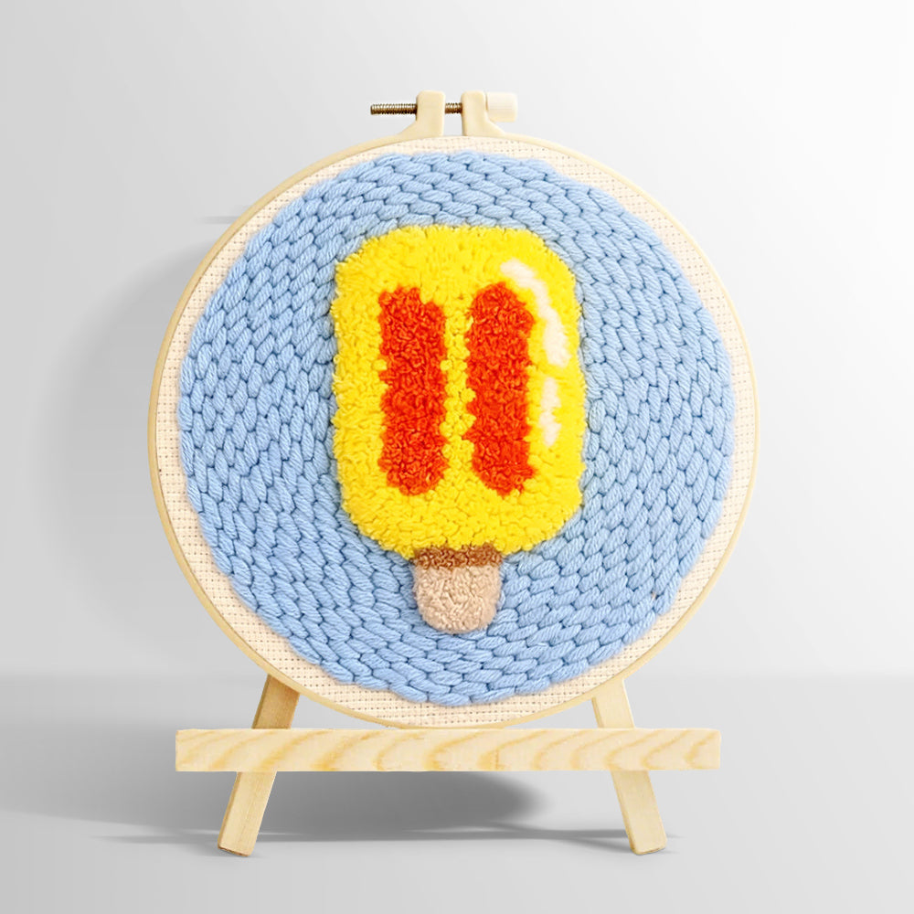 Yellow and red ice lolly punch needle kit for beginners